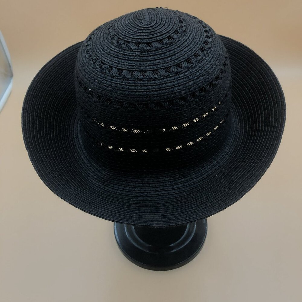 Magid Black Woven Sun Hat • Wide Brim Paper Straw • Resort Style